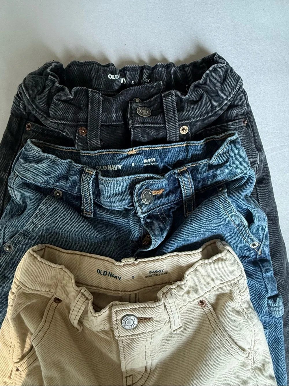 Old Navy Kids Jeans Trio — Black, Blue & Cream